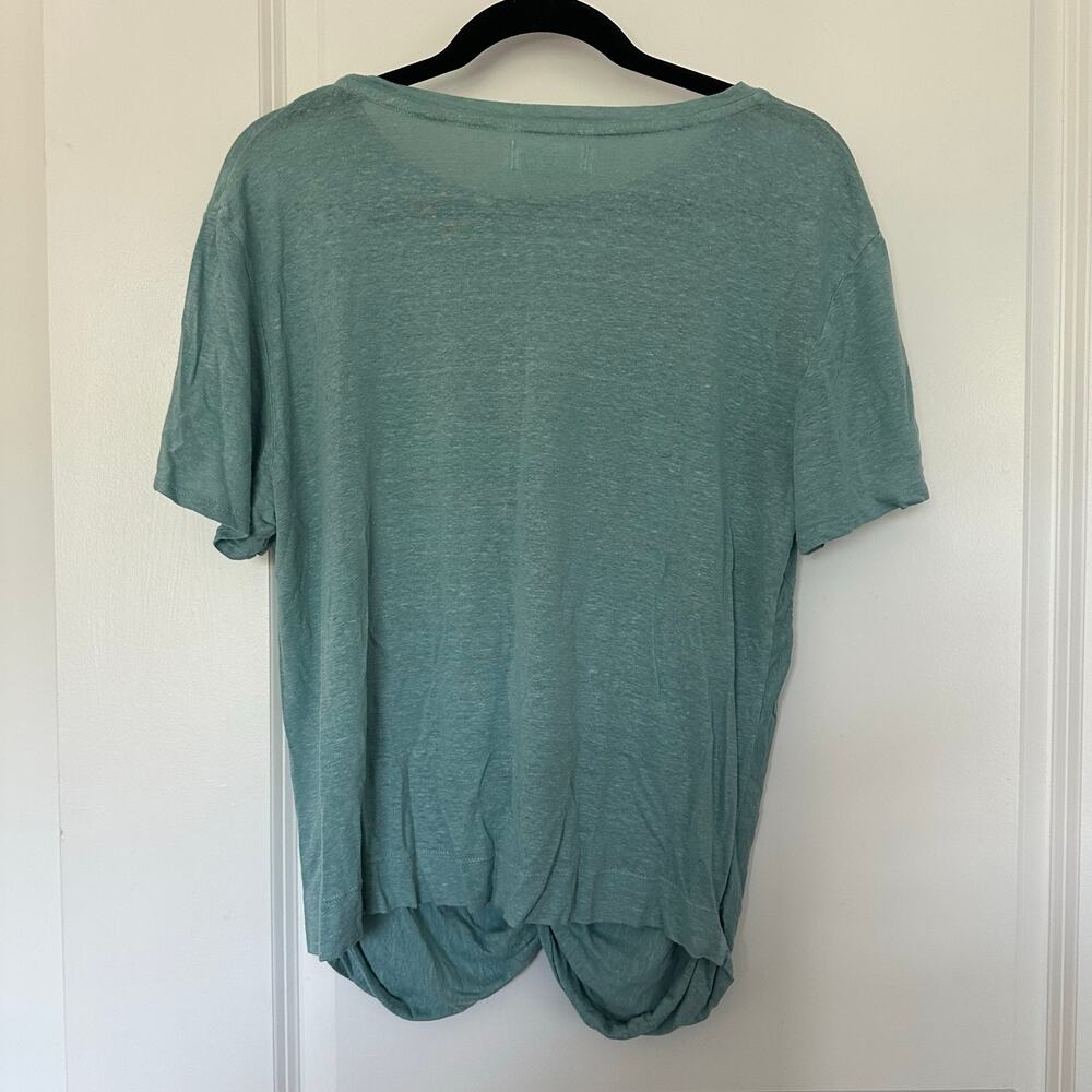 Velvet by Graham & Spencer (L) Linen Twist Front Top Lightweight Quiet Luxury - Picture 3 of 4